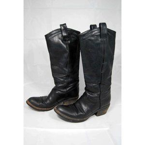 Vic Matie Women's Vintage Black Leather Cowboy Boots